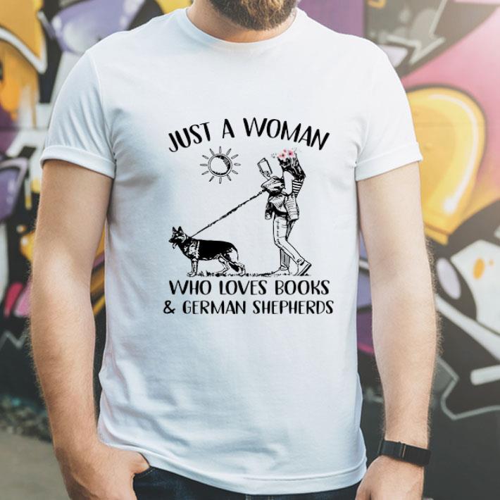Just A Woman Who Loves Books And German Shepherds shirt 1 Just A Woman Who Loves Books And German Shepherds shirt