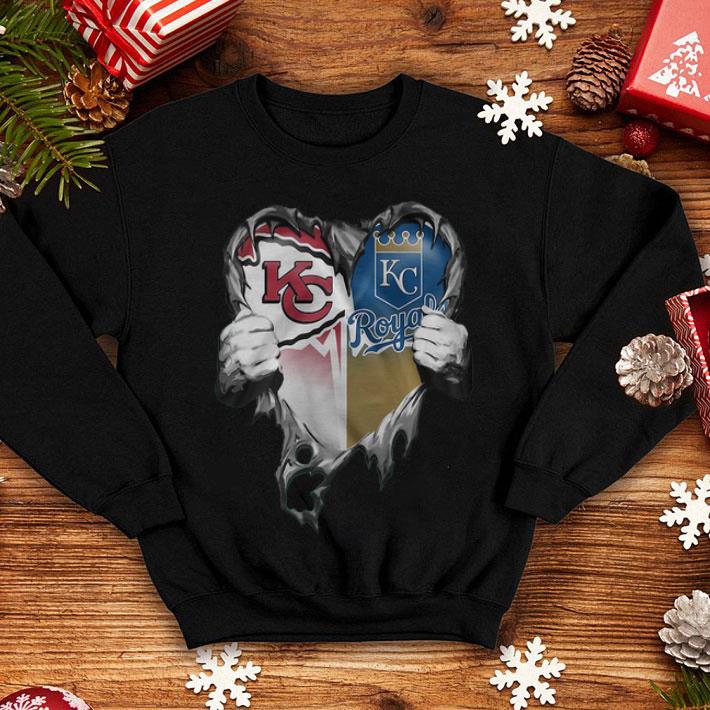 Kansas City Chiefs And Kansas City Royals Blood Inside Me Heart shirt