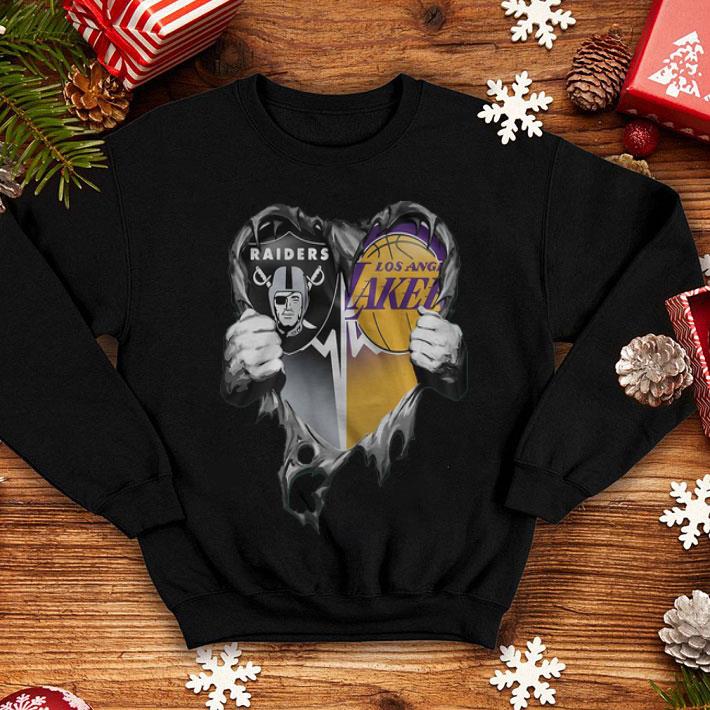 Las Vegas Raiders And Los Angeles Lakers Blood Inside Me Heart shirt
