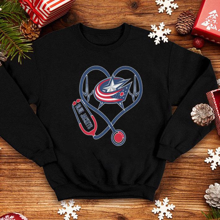 Love Columbus Blue Jackets Heart Stethoscope Nurse shirt