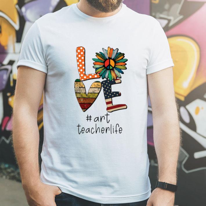 Love Hippie Sunflower American Flag Art Teacher Life shirt 1 Love Hippie Sunflower American Flag Art Teacher Life shirt