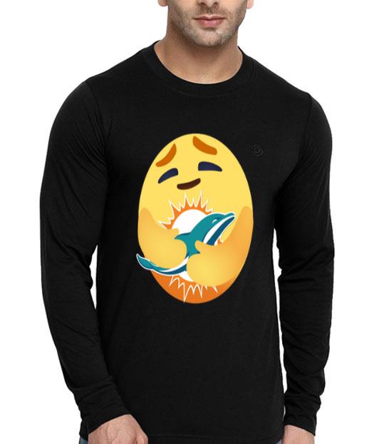 Love The Miami Dolphins Love Hug Care Emoji NFL Shirt