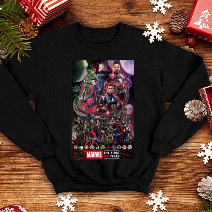 Marvel Avengers The First Ten Years Characters Signatures shirt