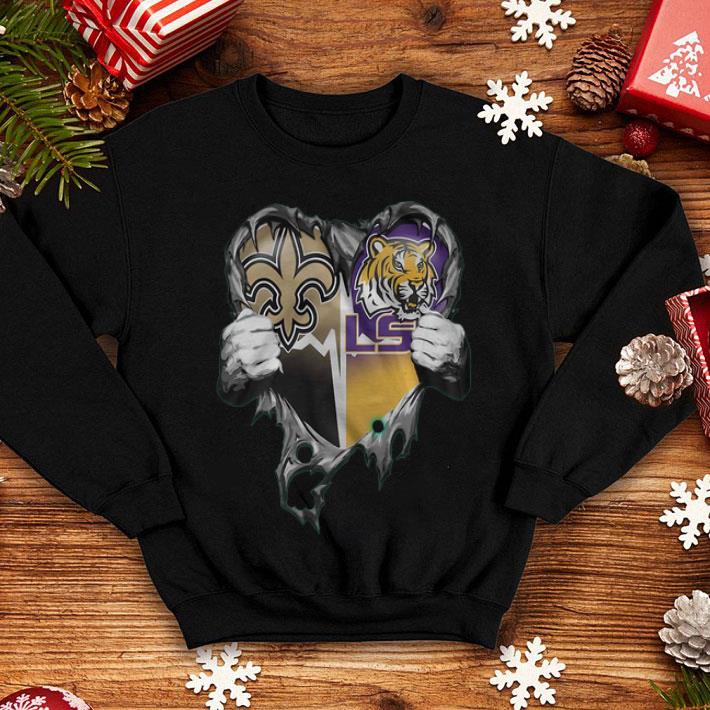 New Orleans Saints And LSU Tigers Blood Inside Me Heart shirt