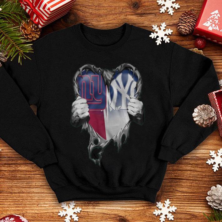 New York Giants And New York Yankees Blood Inside Me Heart shirt