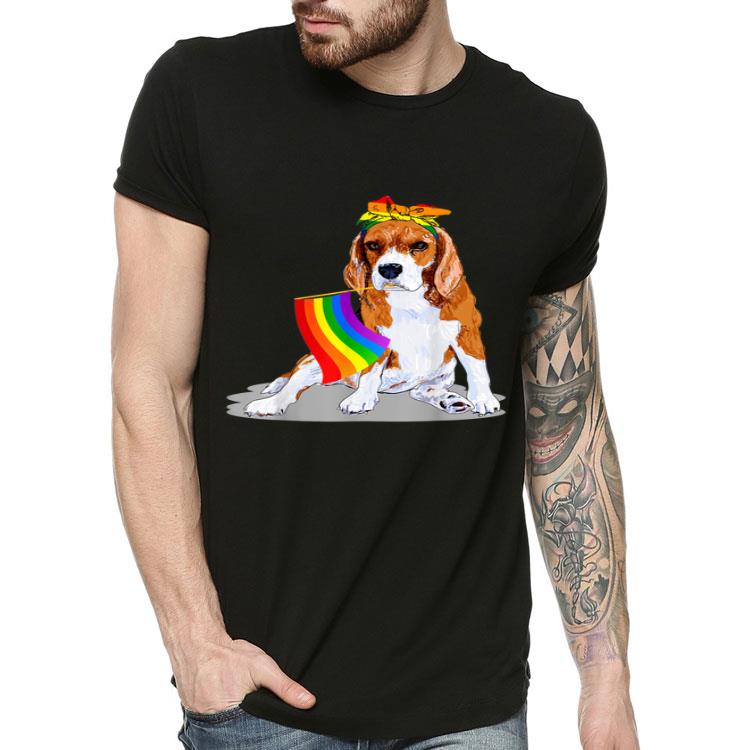 Pride LGBT Flag Gay Be Lesbian Funny Beagle Lover Gifts Shirt