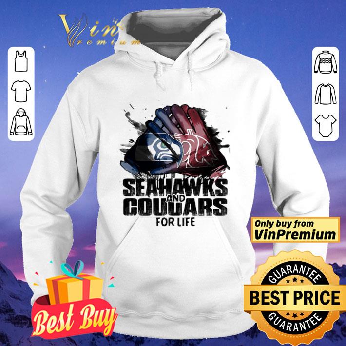 Seattle seahawks and washington state cougars for life art shirt