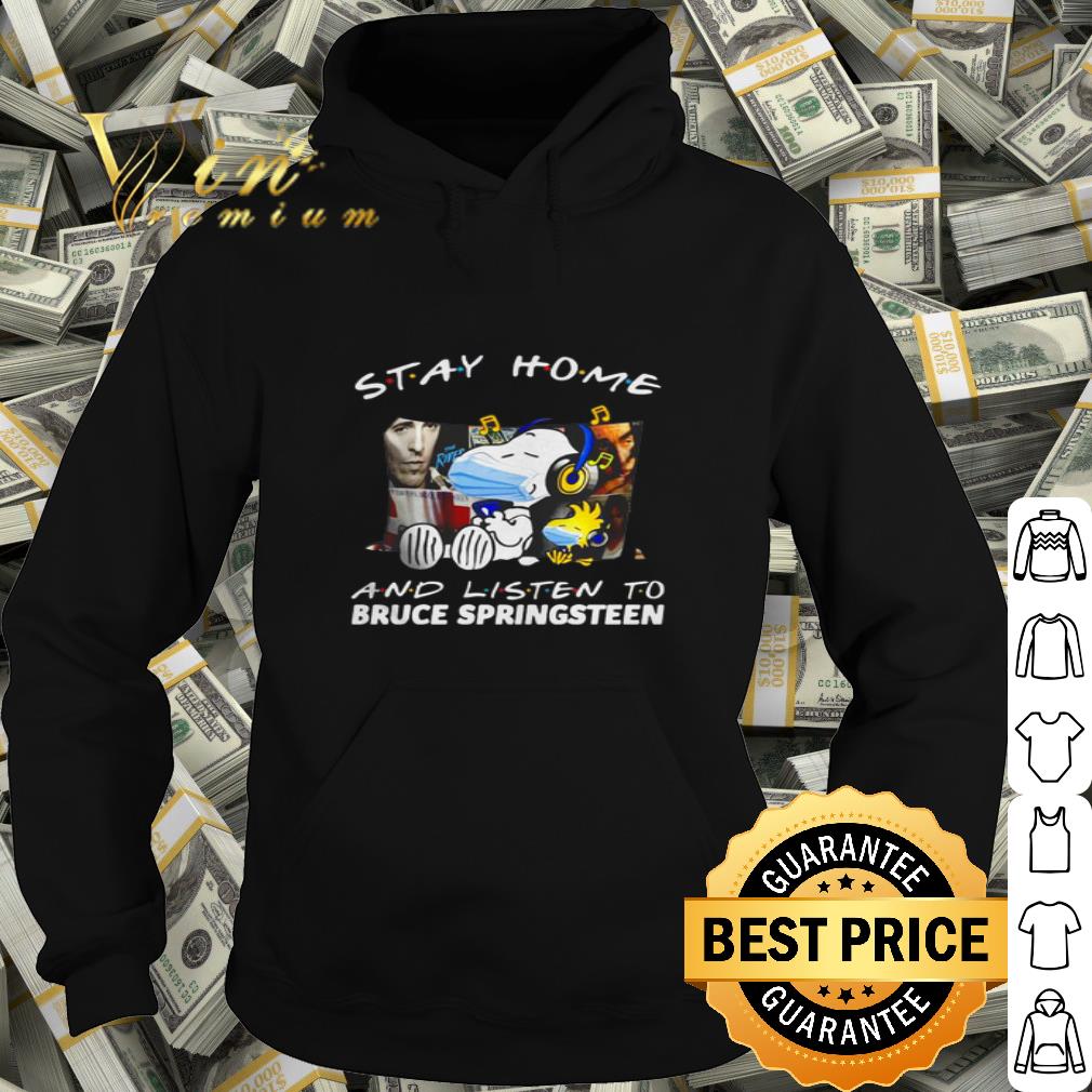 Snoopy Woodstock stay home and listen to Bruce Springsteen Coronavirus shirt