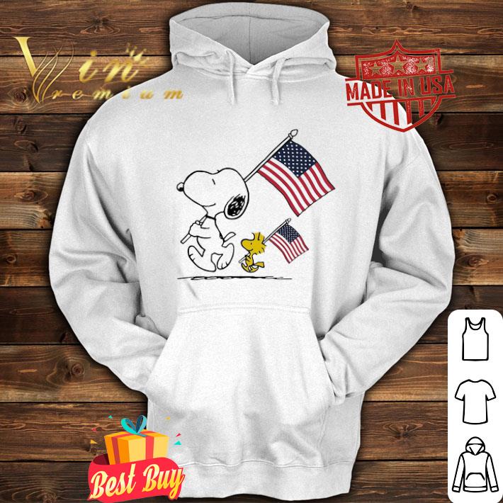 Snoopy and Woodstock holding American flag 4th of july shirt