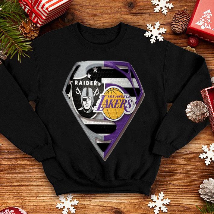 Superman Oakland Raiders And Los Angeles Lakers shirt