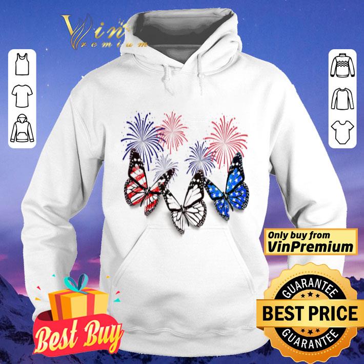 Three Butterfly 4th Of July Firework American Flag shirt