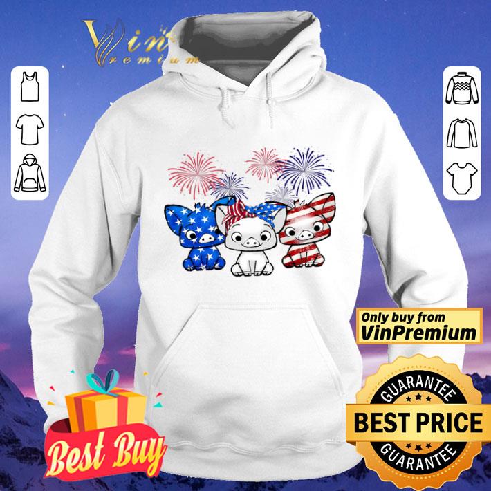 Three Pigs Blue White Red 4th Of July Firework American Flag shirt