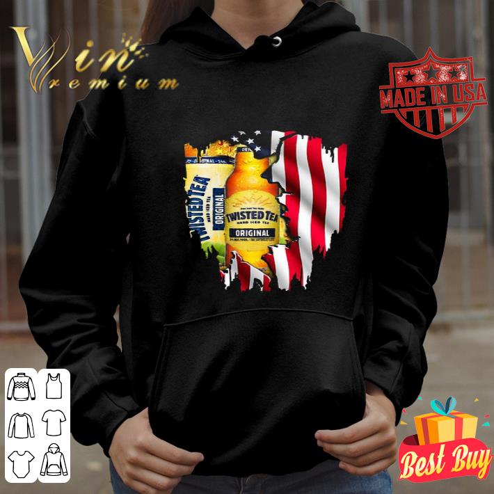 Twisted Tea inside American flag shirt