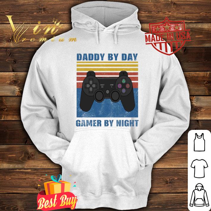 Vintage daddy by day gamer by night father day shirt