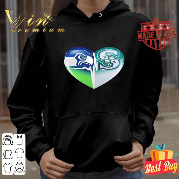Love Seattle Seahawks And Seattle Mariners Logo Heartbeat shirt