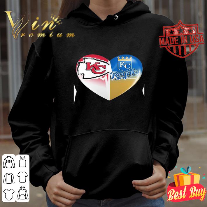 Love Kansas City Chiefs And Kansas City Royals Heart Heartbeat shirt