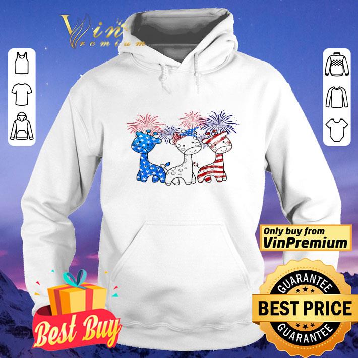 Giraffe Happy July 4th Firework Amrican Flag shirt