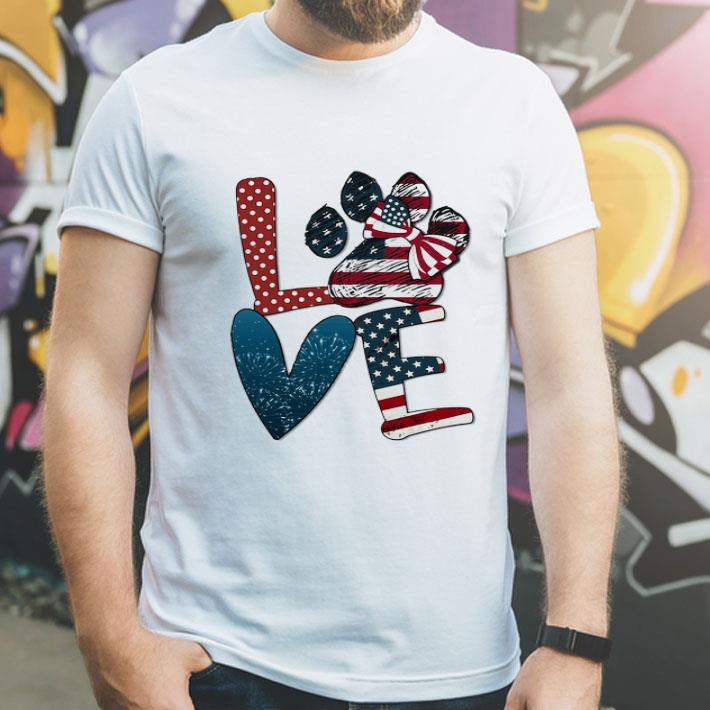 Love Dog Paw American Flag Independence Day shirt
