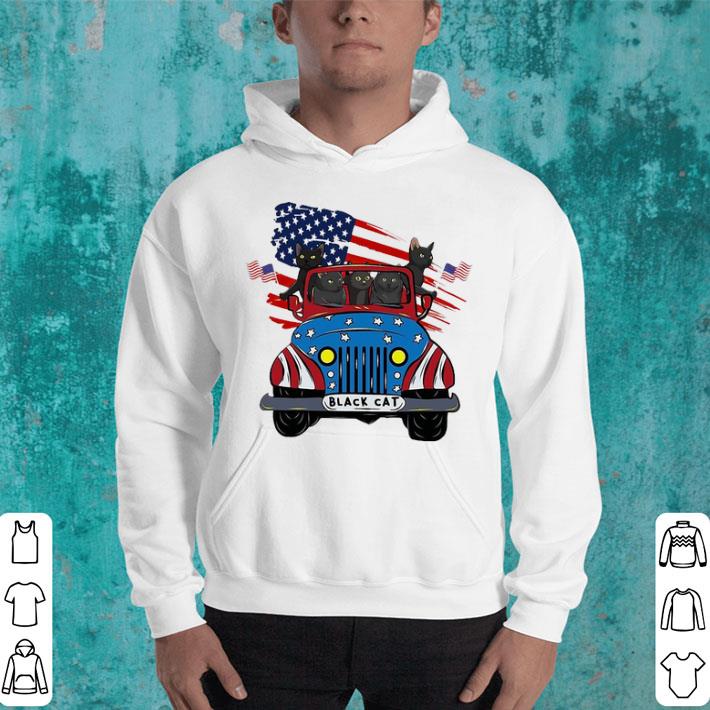 Driving Car American Flag By Black Cats Shirt