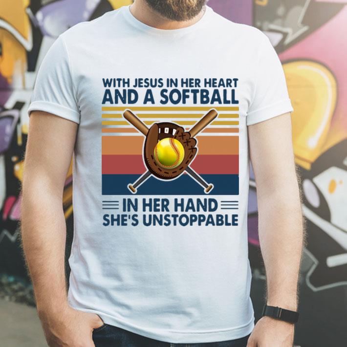 Vintage With Jesus In Her Heart And A Softball In Her Hand shirt