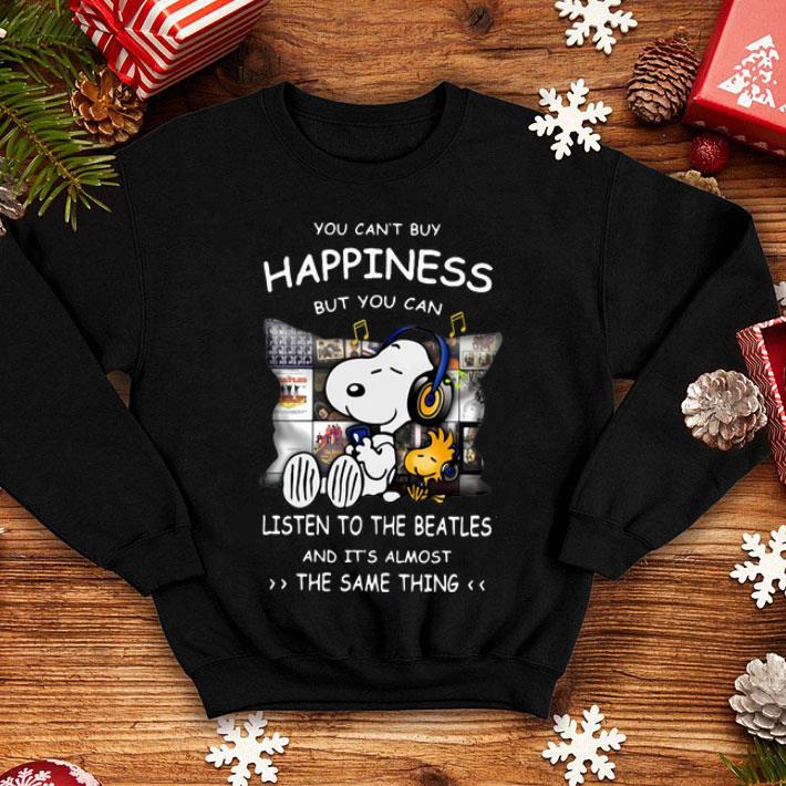 e4007f99 snoopy you can t buy happiness but you can listen to the beatles shirt 4 - Snoopy You Can’t Buy Happiness But You Can Listen To The Beatles shirt