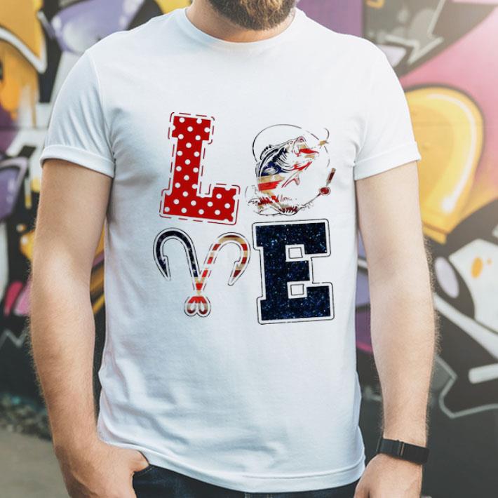 Love Fishing Hook American Flag shirt