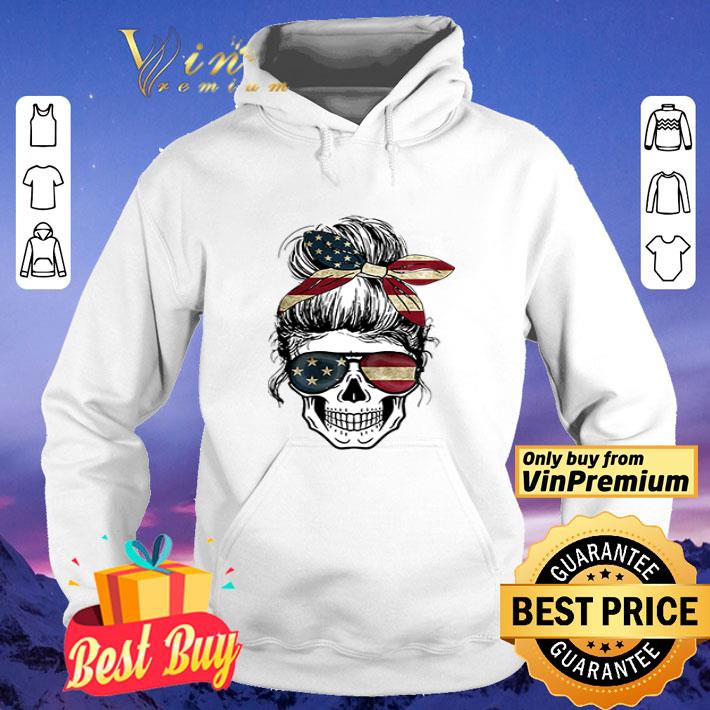 Skull Lady Mom Mama American Flag Bow And Glasses 4th of July shirt