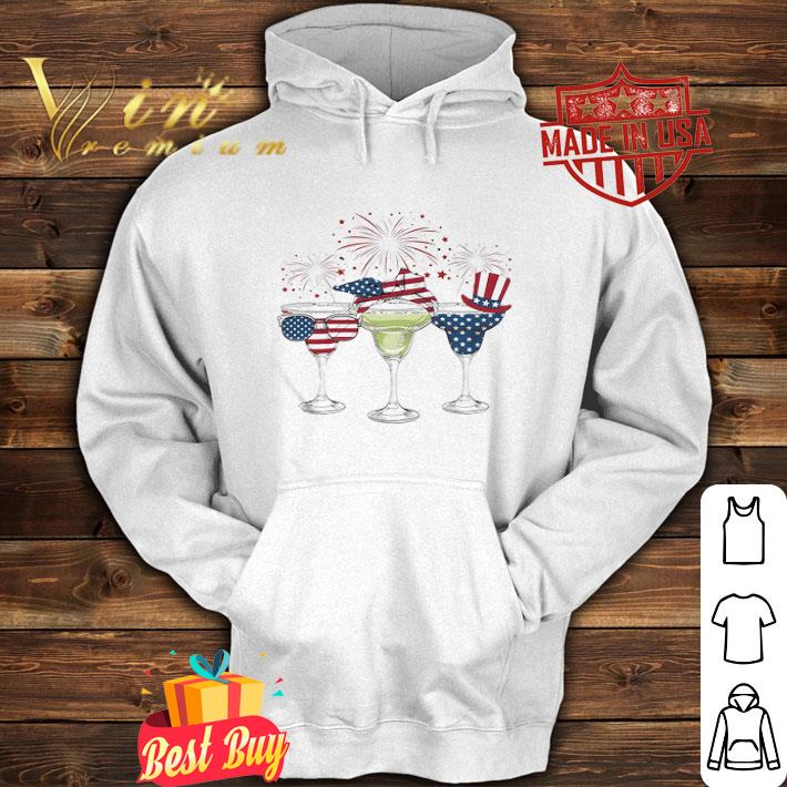 Firework Wine Tequila Glass American Flag 4th Of July shirt