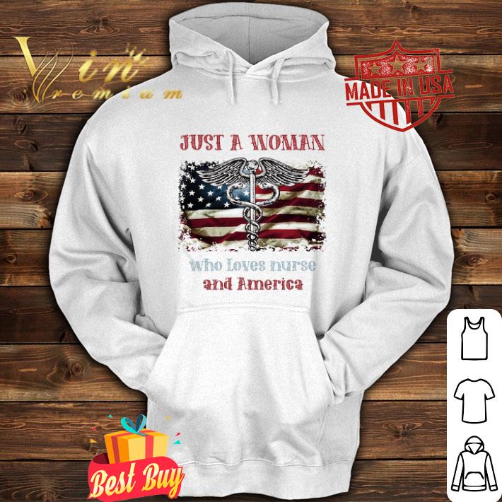 Just A Wowan Who Loves Nurse Logo And America 4th Of July shirt