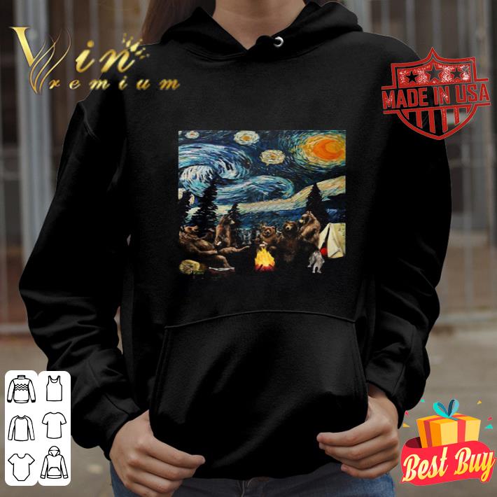 Campfire Starry Night Bear Vincent Van Gogh shirt