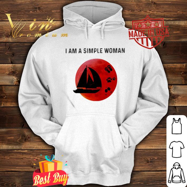 I Am A Simple Woman Sailing Paw Wine Sunset shirt