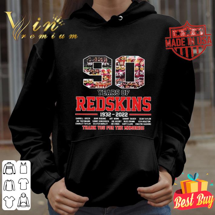 90 Years Of Washington Redskins 1932-2022 Name Football Players shirt