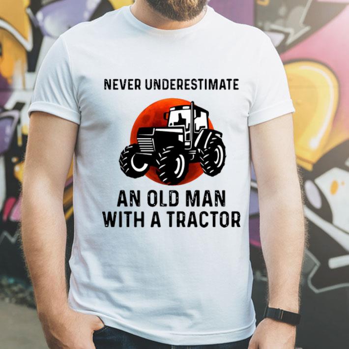 Never Underestimate An Old Man With A Tractor Blood Moon shirt