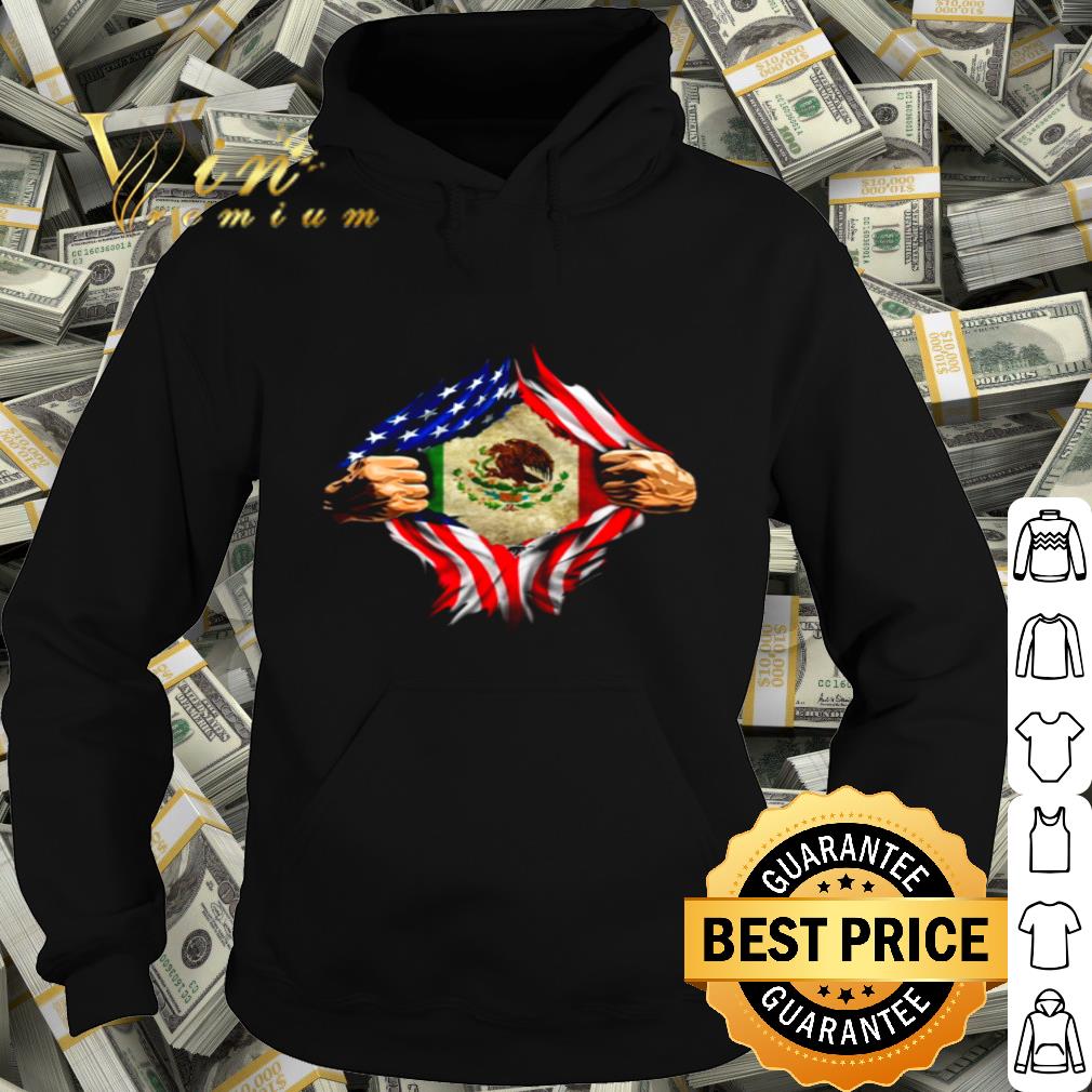 Logo Mexican flag and American flag blood inside me shirt