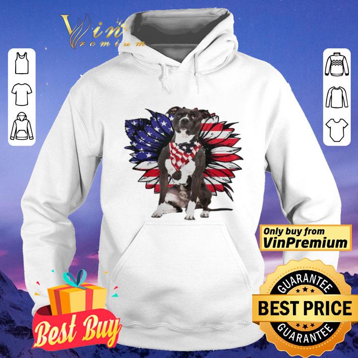 Pitbull Flag American Flower 4th Of July shirt
