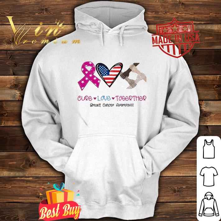 Cure Love Together Breast Cancer Awareness American Flag Black shirt