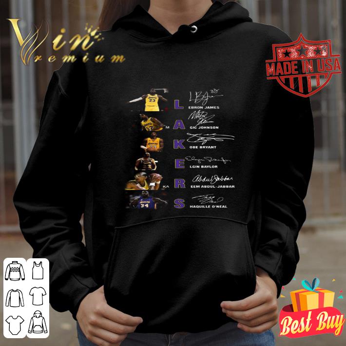 Laker Basketball Lebron James Magic Johnson Kobe Bryant Signatures shirt