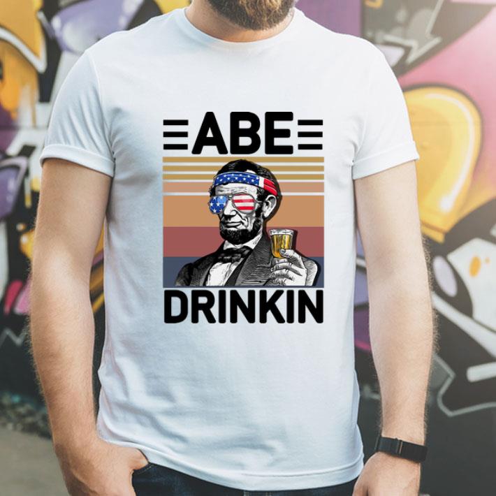 Vintage Abe Drinkin Beer Abe Lincoln American Flag shirt