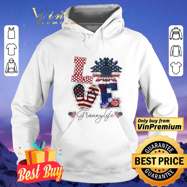 Love Grannylife Heart Flower American Flag Independence Day shirt
