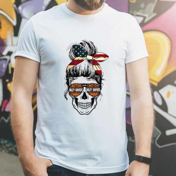 Skull Harley Davidson American Flag shirt