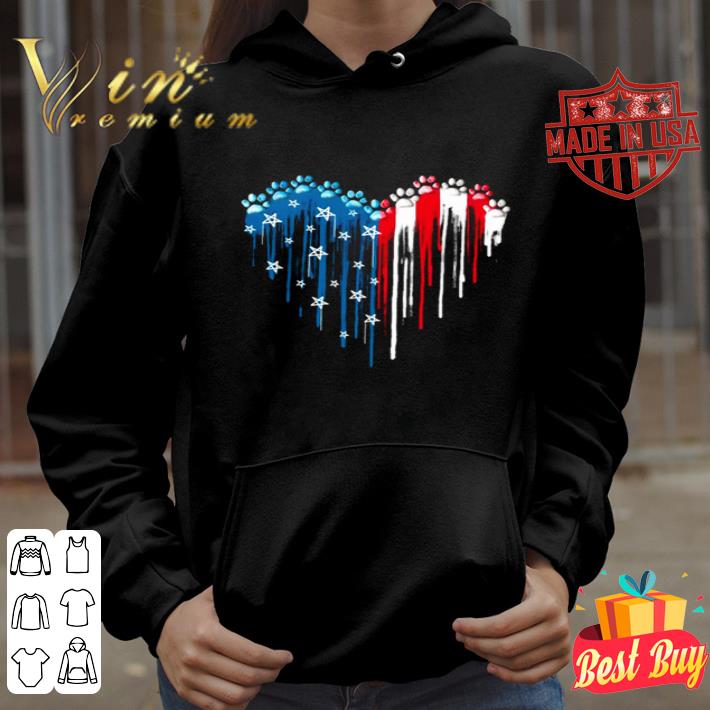 Watercolor Dog Paw Love 4th Of July Independence Day shirt