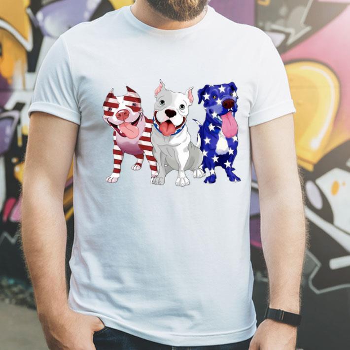 Pitbull Red White And Blue American Flag Independence Day shirt