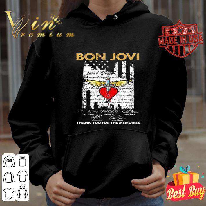 Bon Jovi Signatures Livin On A Prayer American Flag shirt