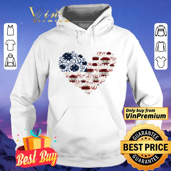 Heart Peace Sunflower American Flag shirt