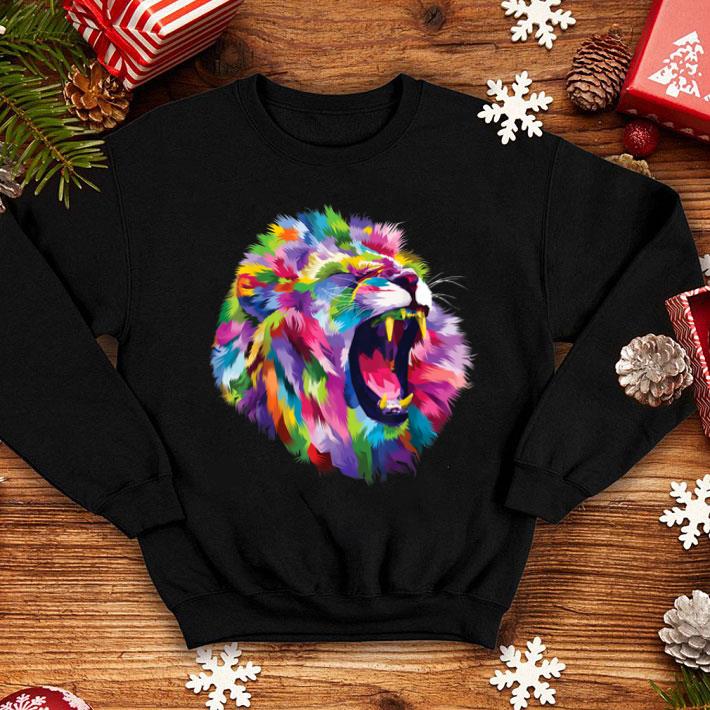 4fed98ab lion colorful roaring lion s head artistic shirt 4 - Lion Colorful Roaring Lion's Head Artistic Shirt