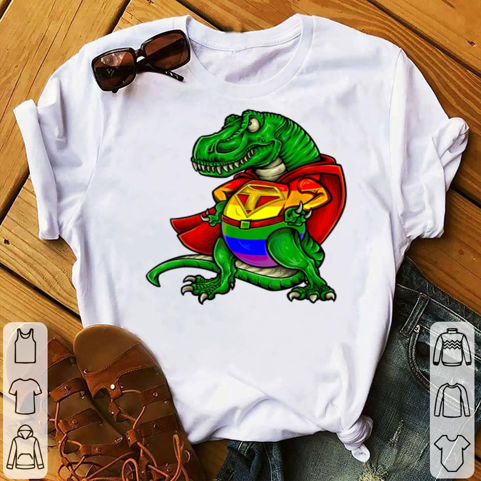 Super T Rex Dinosaur LGBT Gay Pride Rainbow Flag Shirt