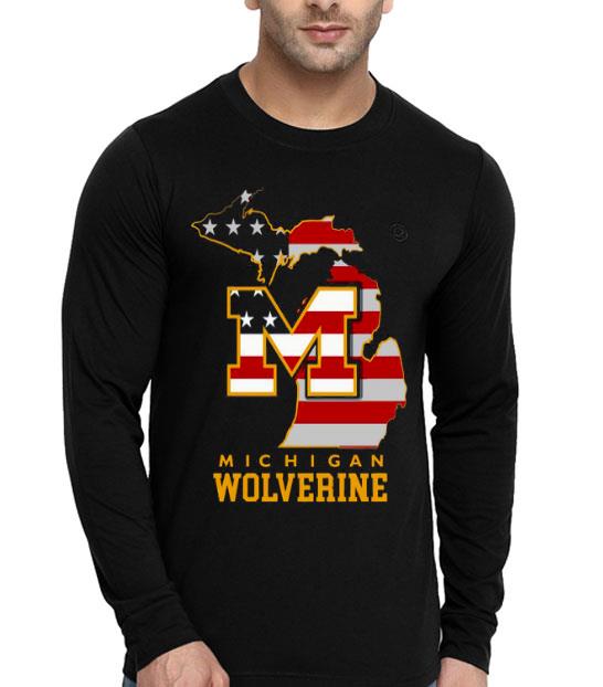 5817be39 michigan wolverine american map flag shirt 4 - Michigan Wolverine American Map Flag Shirt