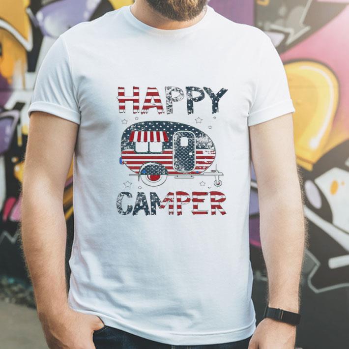 Happy Camper American Flag Independence Day 4th Of July shirt