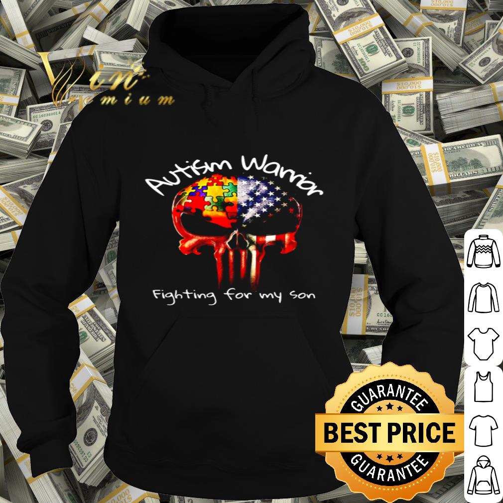 Skull Autism Warrior Fighting For My Son America Flag 4th Of July shirt