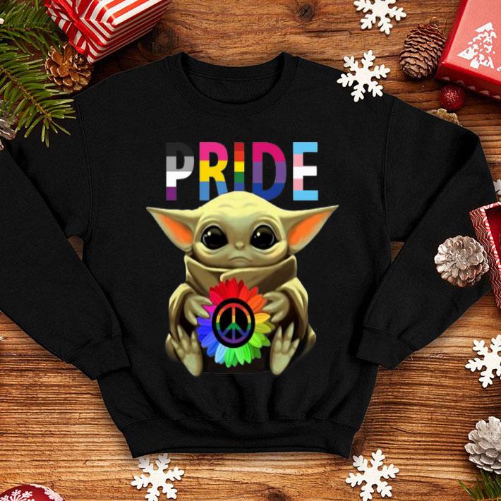 Pride Baby Yoda Hug Peace Sunflower LGBT shirt
